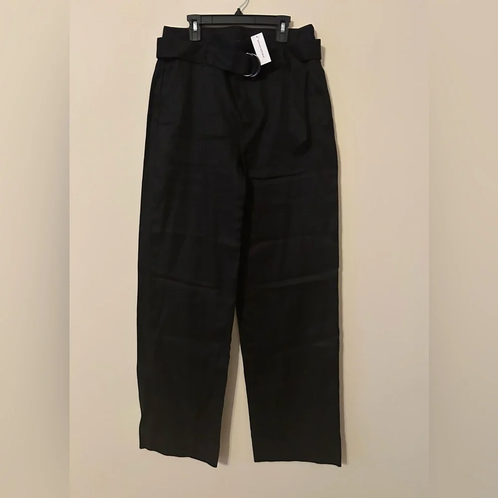 Banana Republic Wide-Leg Linen-Cotton Pant Size 8L Black NWT